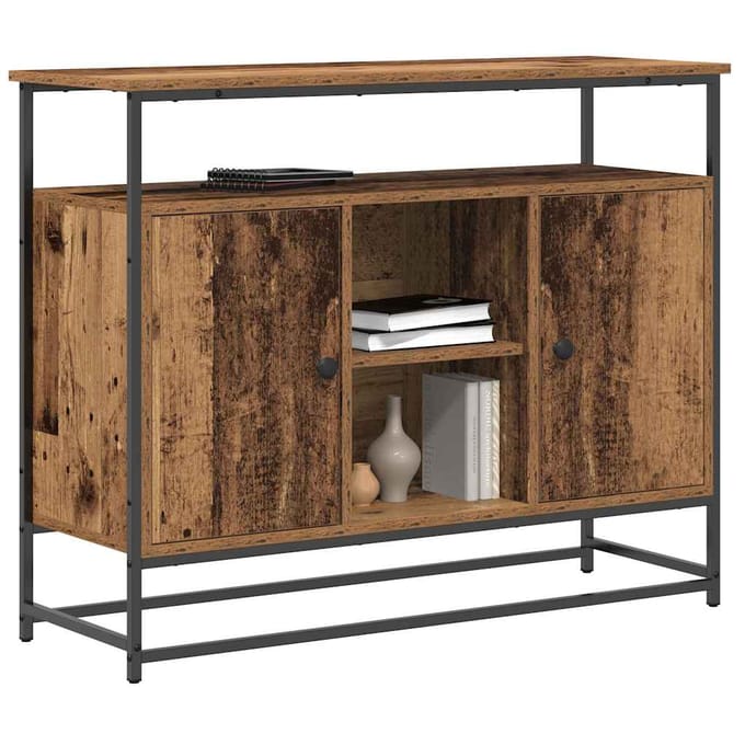 vidaXL - Dressoir - Oudhout - 100 - x - 35 - x - 80 - cm - Bewerkt - hout