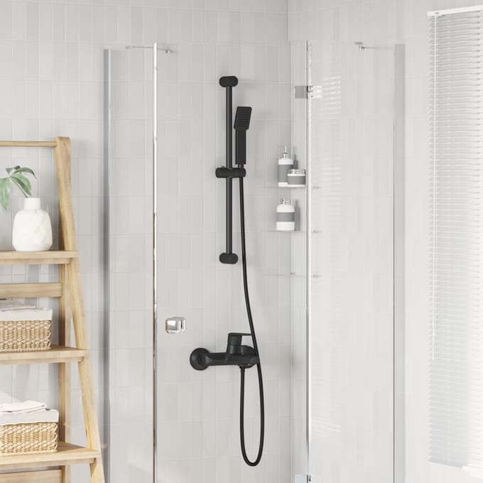 vidaXL - Douche - Systeem - Set - Zwart - 70 - cm - Roestvrij - staal