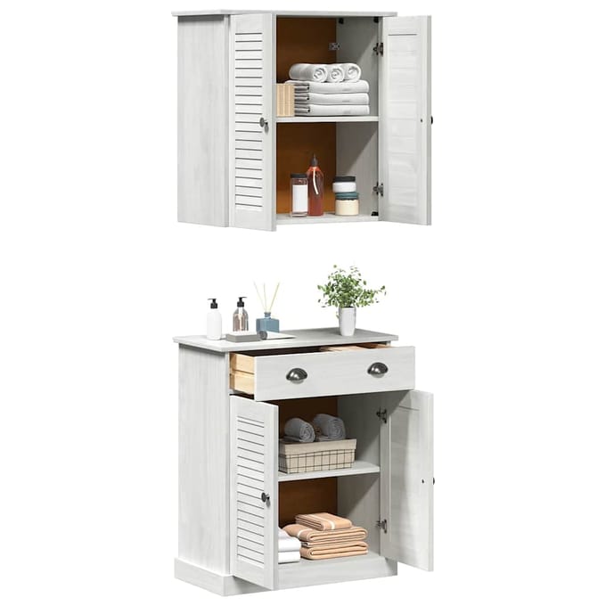 vidaXL - Badkamermeubel - Set - VIGO - 2 - st - Wit - en - Antiek - Wit