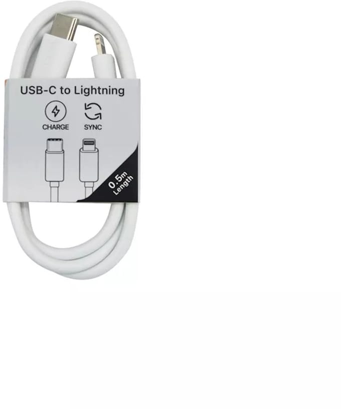 Musthavz - USB-C naar Lightning Kabel – 0,5 Meter – Wit – Snelladen & Dataoverdracht voor iPhone en iPad