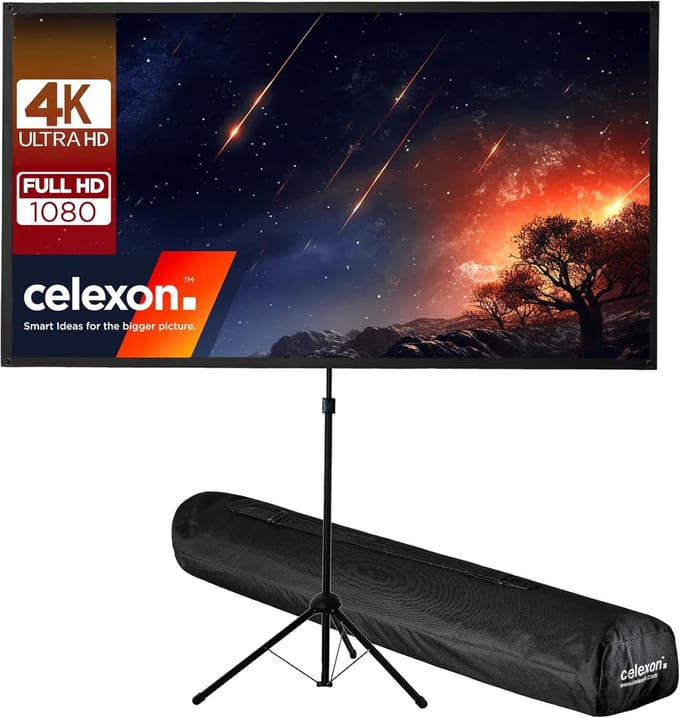 Projectiescherm Statief - Mobiel Scherm - Thuisbioscoop Presentatie - Ultra Lichtgewicht - 199x112cm - Mat Wit