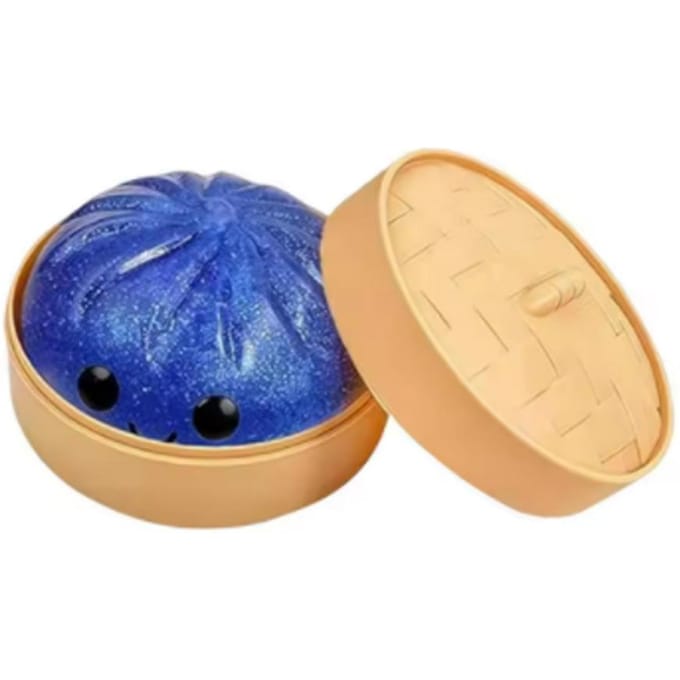 Glitter Dumpling Glitter Dumpling Squishy met Doosje Dumplings Sensorisch Knijpspeelgoed voor Stressverlichting blue