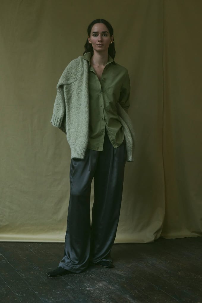 Knitted Lies Blouse Sage Größe: M | Business hemden Outlet | Damen | Grün