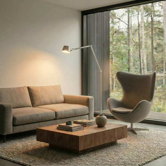 Lucande vloerlamp Silka, 216 cm, nikkel satijn, verstelbaar