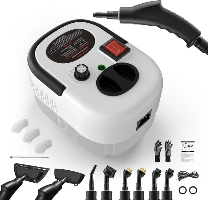 Handstoomreiniger - Draagbare Steamer - Grondige Schoonmaak - 105°C Hete Stoom - 1200ml Tank - Wit