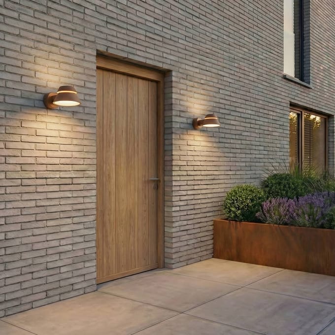 Lucande LED buiten wandlamp Moena, bruin, metaal, IP44