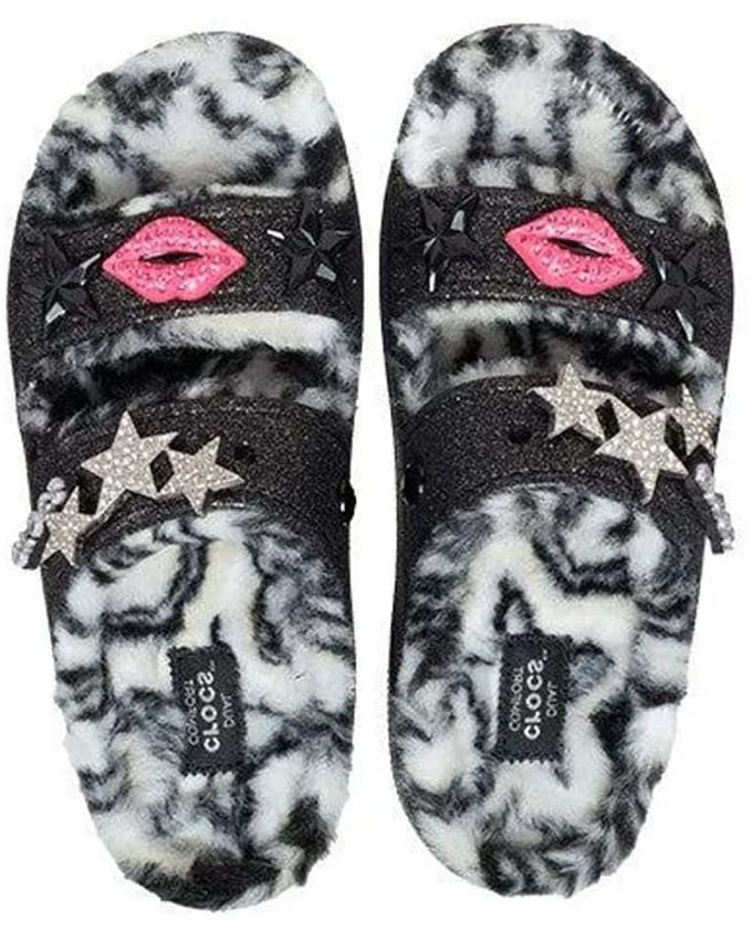 Crocs Classic Cozzzy Disco Glitter Sandalen Zwart/Multi Maat 38/39 US M6/W8