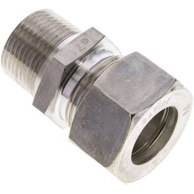 3/4'' NPT Buitendraad x 22L RVS Rechte Knelfitting 160 Bar DIN 2353 - FL2S-MO-ST-034N-22-L