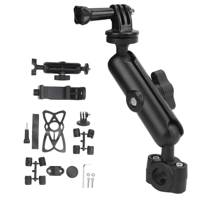 Actiecamera/Telefoon Motorfiets Stuurbevestiging Fiets Houder Beugel met Telefoonklem black