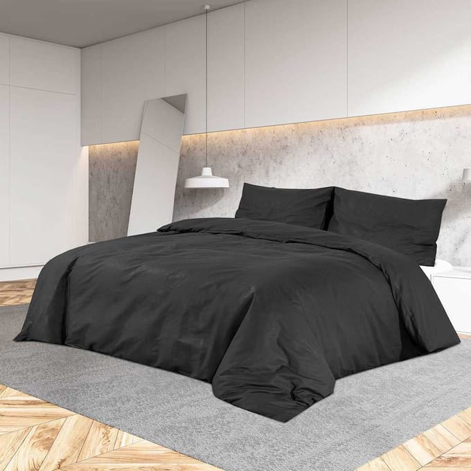 vidaXL - Dekbedovertrekset - lichtgewicht - 135x200 - cm - microvezel - zwart