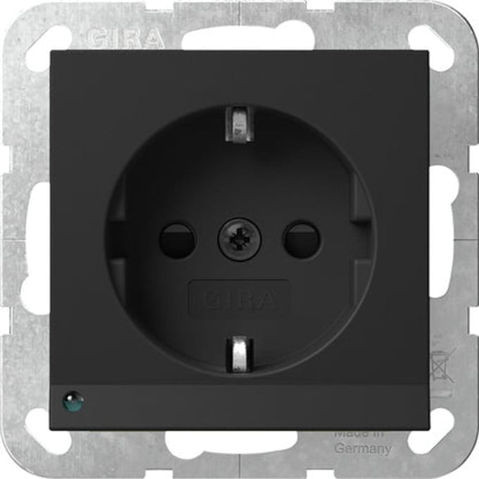 Gira Systeem 55 Led Veiligheid Plus Schuko Stopcontact Zwart Matt - 4170005 - E3YZN