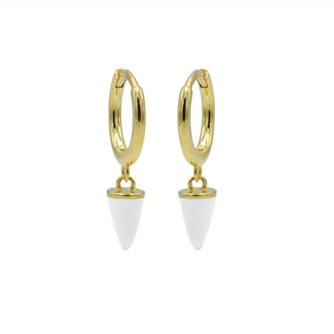 Karma Oorringen Hinged Hoops Emaille Cone Wit Goud