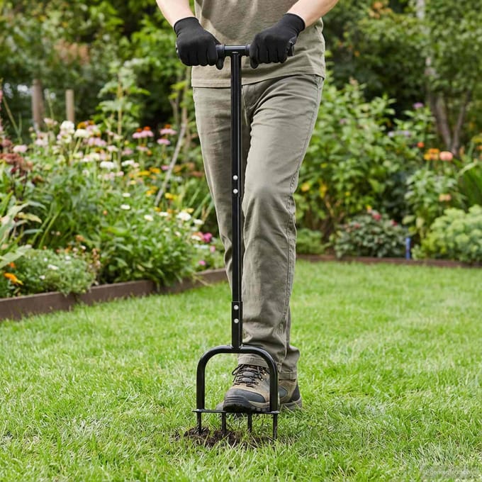 vidaXL - Gazon - Aerator - Tool - Zwart - 95 - x - 27 - cm - Kunststof