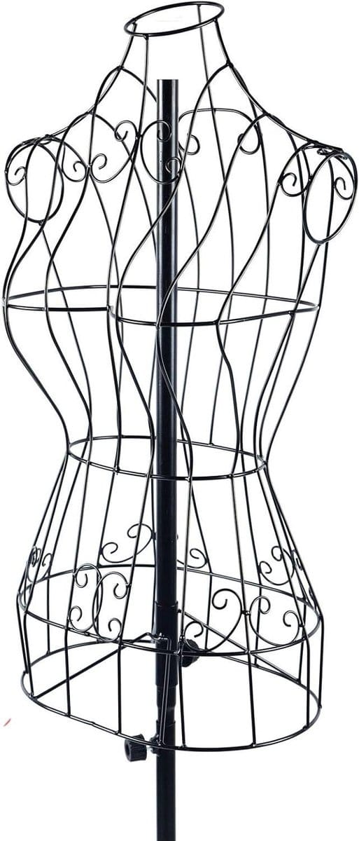 Paspop Kledingstandaard - Etalagepop Buste - Dameskleding Presenteren - IJzerdraad Constructie - 140-160 cm Verstelbaar - Zwart
