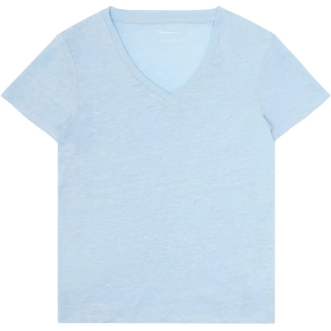 Dames-T-shirt met v-hals KnowledgeCotton Apparel Linen