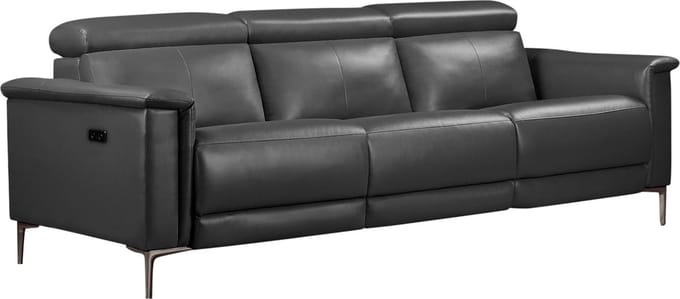 Lund - Sofa 3 zits met 2 elektrische fauteuils in grijs PU
