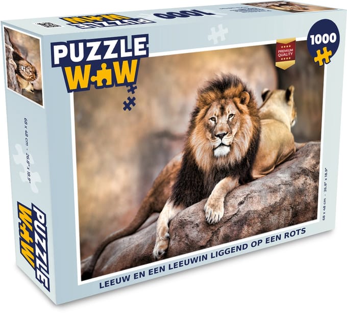 Puzzel Leeuw - Rots - Dieren - Legpuzzel - Puzzel 1000 stukjes volwassenen