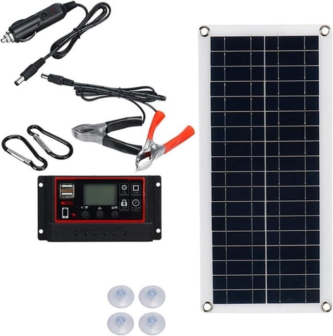 Zonnepaneel 12V Zonnecel Controller Zonnepaneel for Telefoon RV Autolader Outdoor Batterijvoeding Camping Veilig Efficiënt(With 100A Controller)