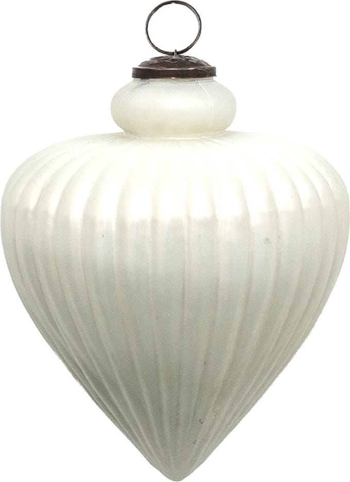Clayre & Eef Kerstbal XL Overig Ø 17 cm Wit Glas Kerstballen