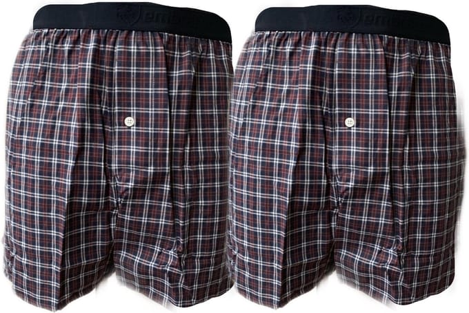 Embrator 2-stuks mannen Boxershort geruit blauw/wit/donker rood XXL