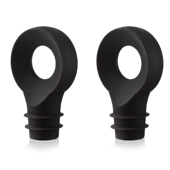 Vacu Vin Flessenstoppers Zwart – Set van 2 – Herbruikbare Wijnstoppers – Luchtdichte Afsluiting
