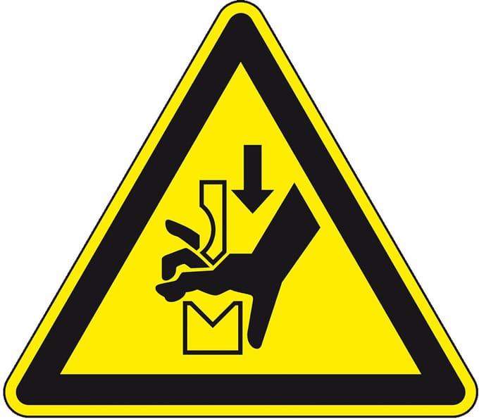 Waarschuwingsbord knelling - kunststof - W030 150 mm