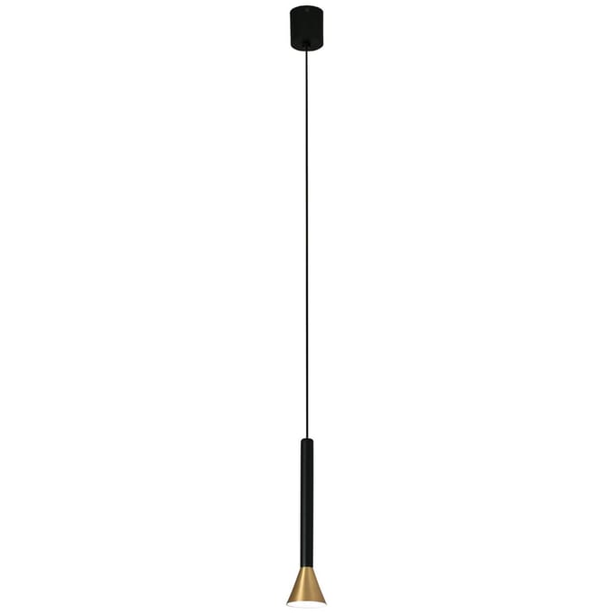 FARO BARCELONA Cilindrische LED hanglamp Danka in goud satijn