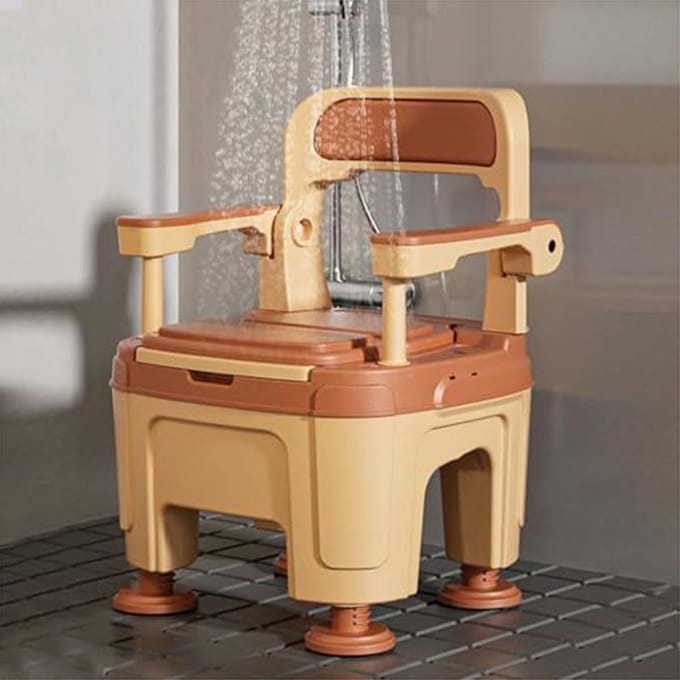 Draagbare toiletstoel - Commode stoel - Thuiszorg mobiliteit - Verstelbare hoogte - Ondersteunt 400 kg - Grijs
