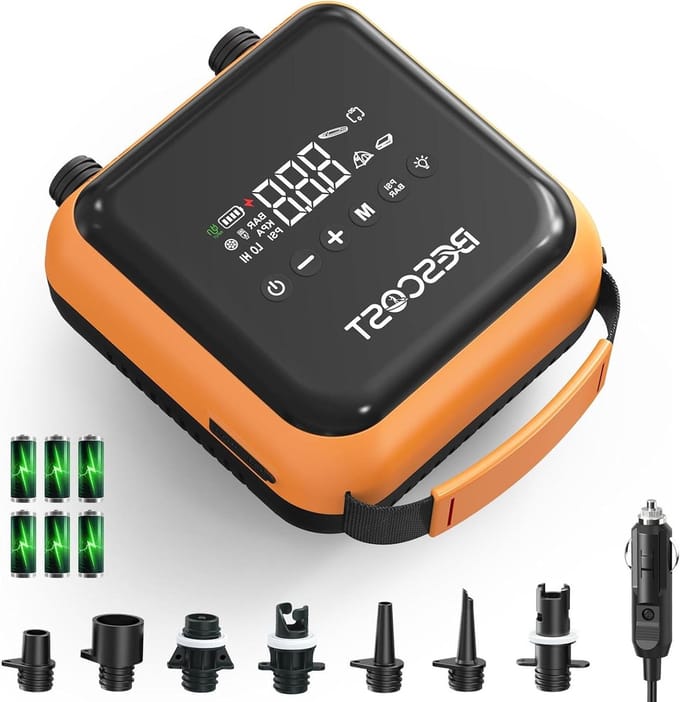 Elektrische Pomp - SUP Pomp - Opblaasbare Boten - Dubbele Motor Koeling - 20 PSI - Oranje