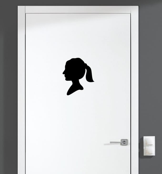 Deursticker - Dames Hoofd - Zwart 14x16