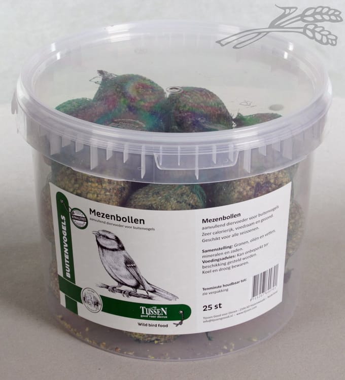 Tijssen 25 mezenbollen - in emmer - buitenvogelvoer