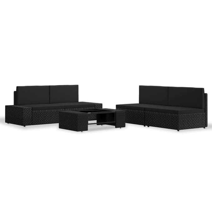 vidaXL - 5-delige - Loungeset - poly - rattan - zwart