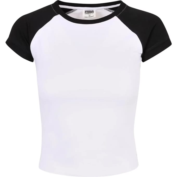 Urban Classics - Organic Stretch Short Retro Baseball Top - 4XL - Wit/Zwart