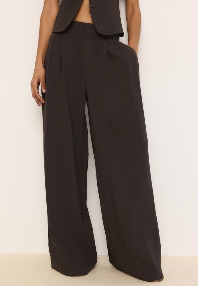 Stradivarius Nette wide leg broek met verstelbare knopen  Bruin 36