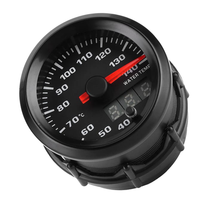 2in Watertemperatuurmeter 40140 celsius Wijzer 7 Kleuren LED Display Universeel voor 12V Auto's black