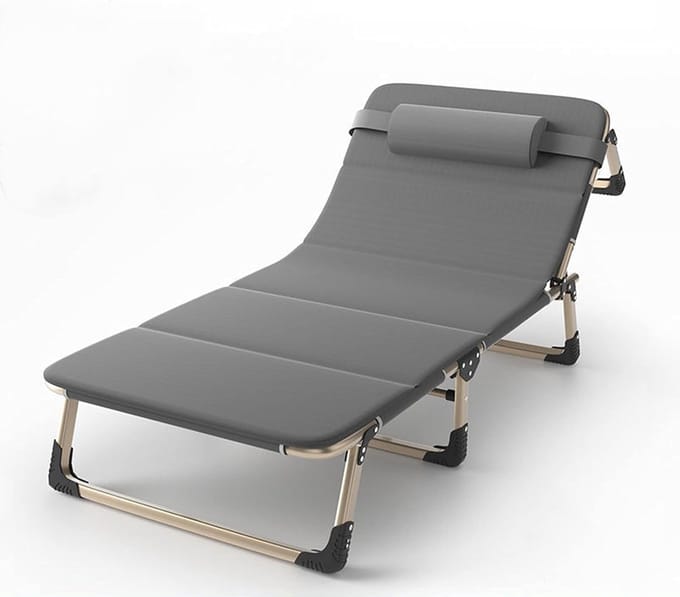 Opvouwbaar Campingbed - Draagbaar Bureau Bed - Ontspannen Buiten - 4 Standen Verstelbaar - 300kg Draagvermogen