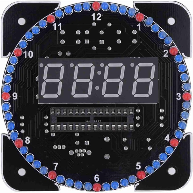 Doe-het-zelf Lichtregeling Rotatie Digitale LED Elektronische Temperatuur Klok Kit Suite WUSB Kabel Blauw gray