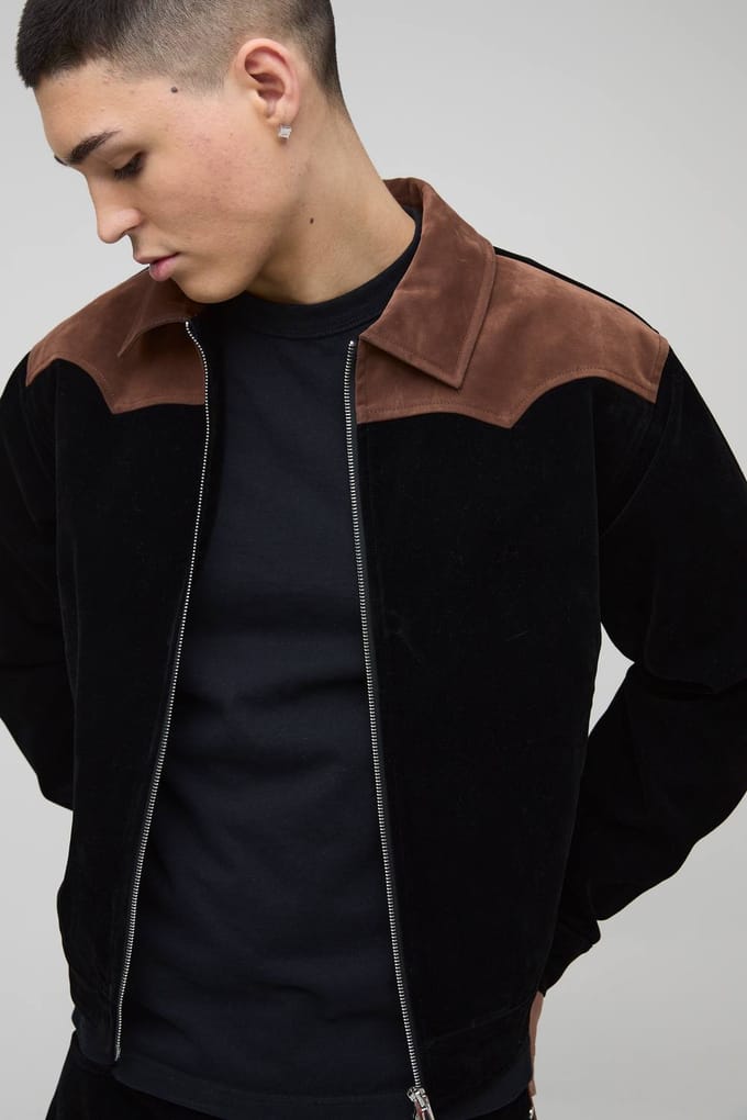 Regular Western Coated Denim Harrington | Black | Size Medium