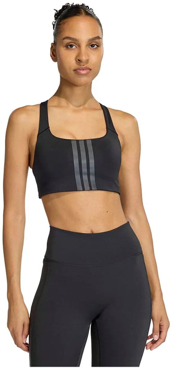 Adidas Optime Workout 3 Stripes Sportbeha Met Medium Impact Zwart XL Vrouw