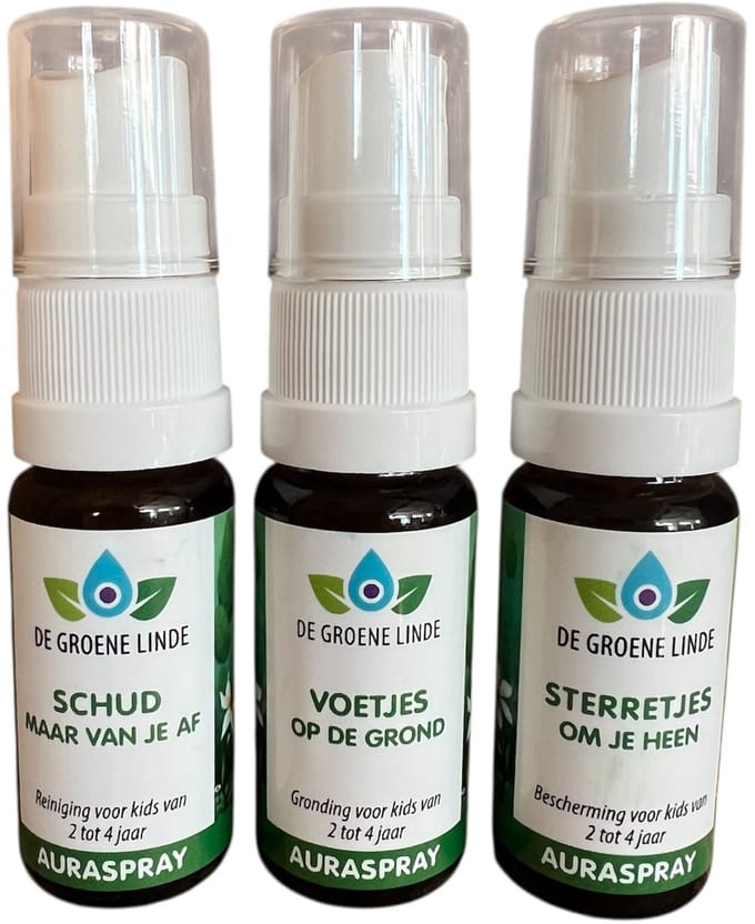 De groene linde - RGB peuters aurasprays - reinigen - gronden - beschermen - set van 3 etherische olie spray - 10ml