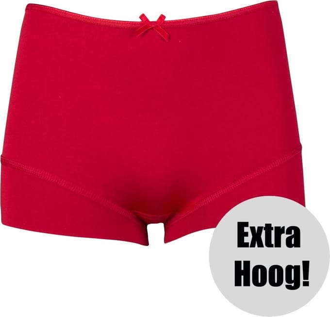 RJ Pure Color Dames Short Extra Hoog Donkerrood XXL