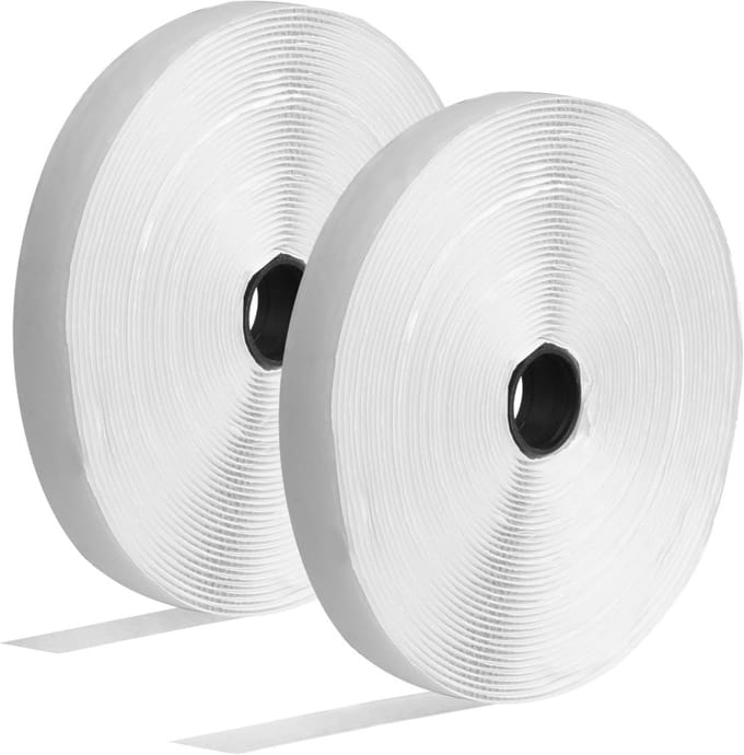 2 Rollen Extra Sterk Zelfklevend Klittenband Wit - 16mm x 10m - Haakband voor Thuis & Knutselen