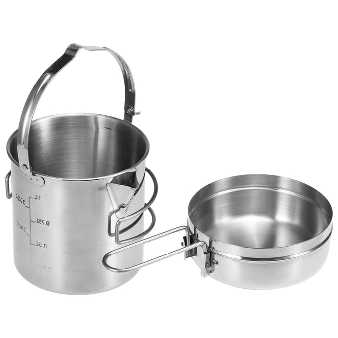 1L roestvrijstalen kookketel draagbare outdoor camping rugzak pot Long handle white