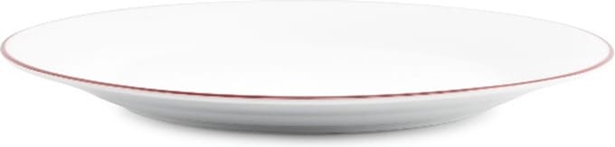 BonBistro Plat bord 24cm burgundy rim Basic White (Set van 6)