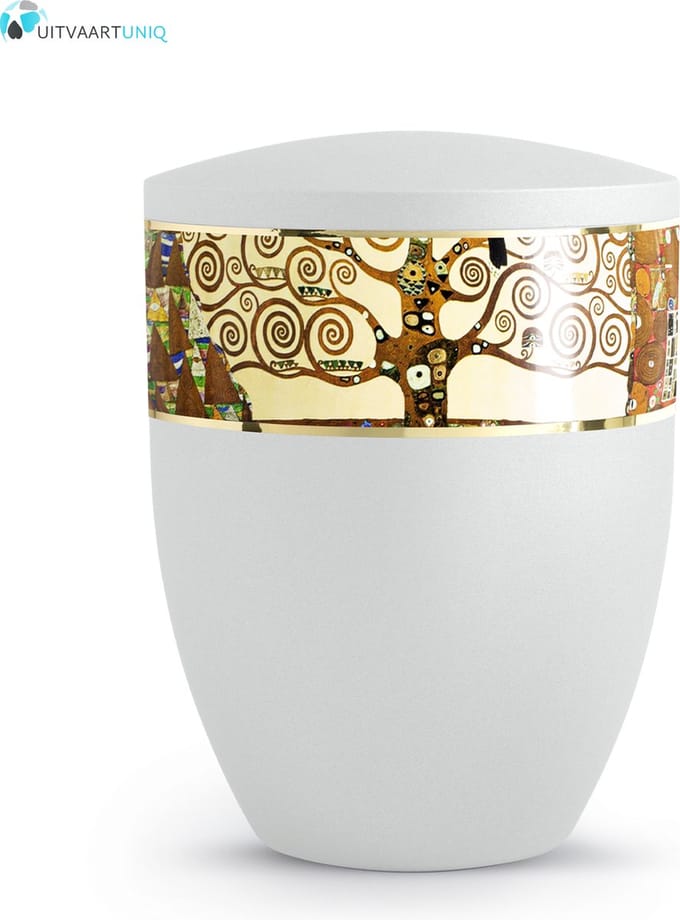 Urn modern levensboom wit - bio