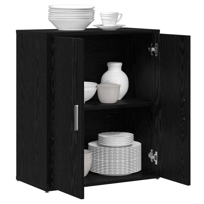 vidaXL - Dressoir - 2 - st - Zwart - Eiken - 60 - x - 31 - x - 70 - cm - Bewerkt - hout