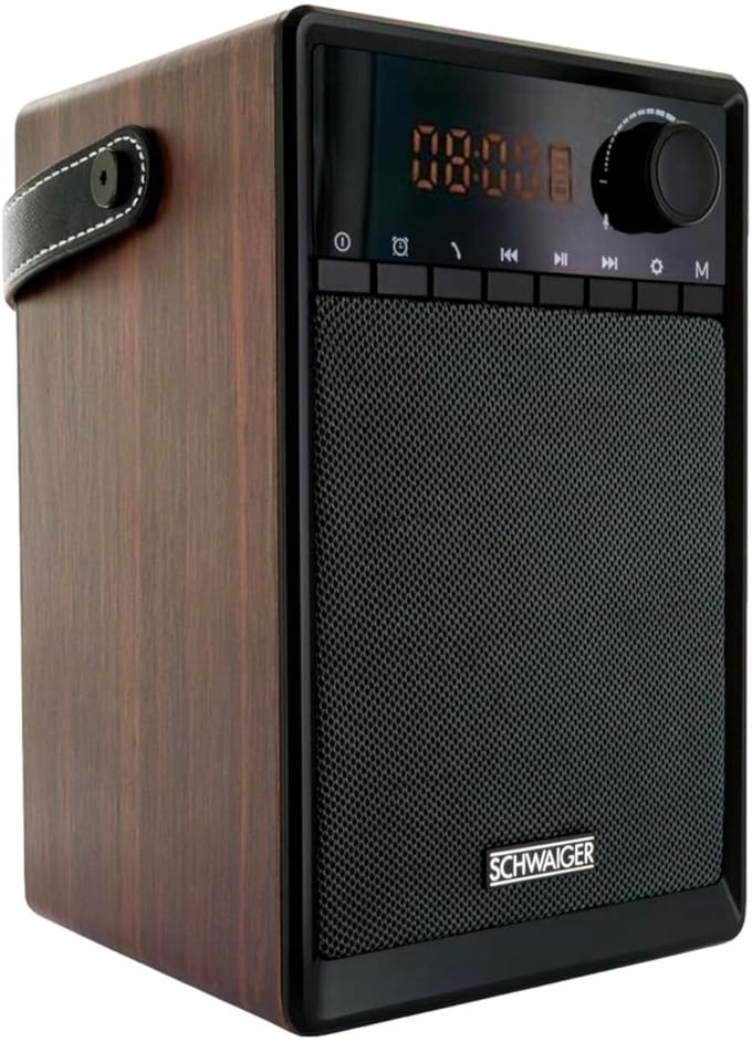 Schwaiger draagbare radiowekker Bluetooth-luidspreker wekker LED-display Sleep