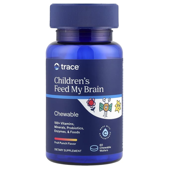 Trace, pour enfants, supplément cérébral, saveur punch aux fruits, 60 gaufrettes à croquer