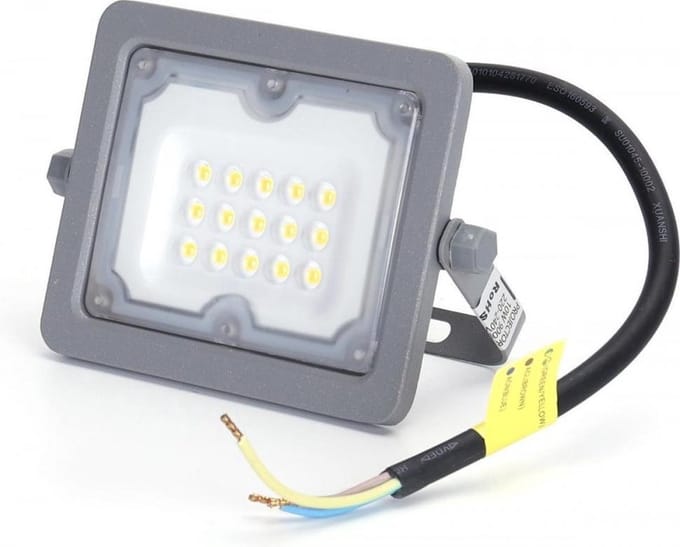 Buitenlamp grijs | LED bouwlamp 10W=90W schijnwerper | daglichtwit 6500K - 90° lichthoek | waterdicht IP65
