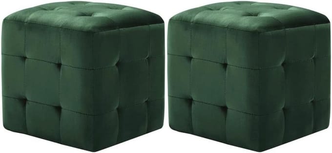 Trendy Groene Fluwelen Poef - Set van 2